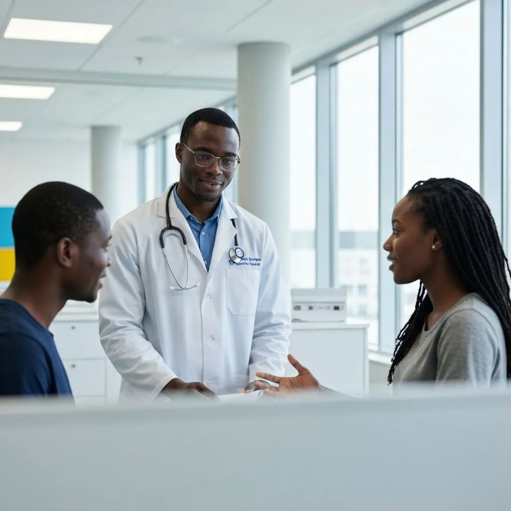 African healthcare professional consulting with patient